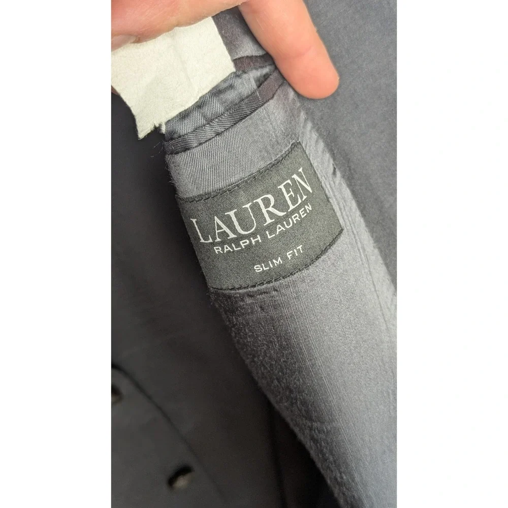 Ralph Lauren Mens Blazers Good Condition 46R Grey‎ Wool Buttons Business Career